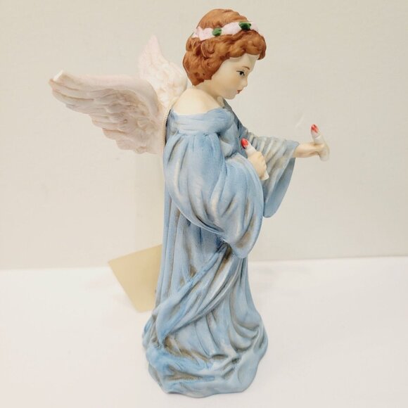 Vtg1988 Schmid B. Shackman Porcelain Red Hair Angel Figurine Blue Gown READ - Picture 3 of 7